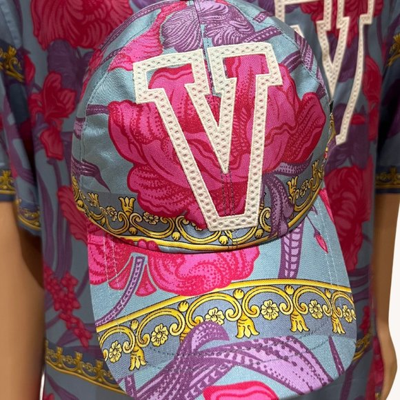 Versace Blue, Pattern Print Baseball Cap - Picture 4 of 8